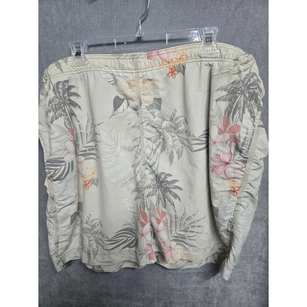 Tommy Bahama Relax Mens Floral Palm Tree Swim Trunks Beige Nylon XL 44 Waist